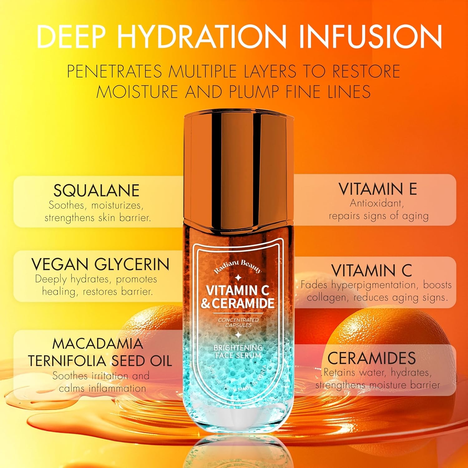 Vitamin C Serum for Face with Ceramide – Dermatologist Tested, Anti-Aging, Korean Skin Care – Brightens, Hydrates, Evens Skin Tone – Clean Beauty, Vegan, Cruelty-Free – 1.69 Fl Oz