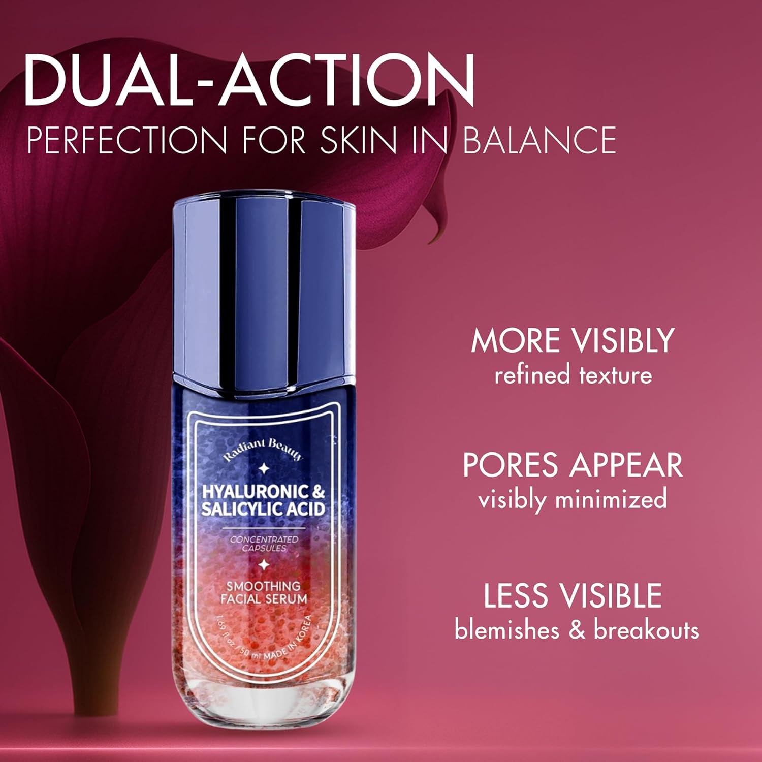 Hyaluronic Acid Facial Serum - Anti-Aging, Deep Hydration, Smooths & Cleanses - Salicylic Acid for Pore Cleansing - Dermatologist Tested, Korean Skin Care - 1.69 FL.OZ.